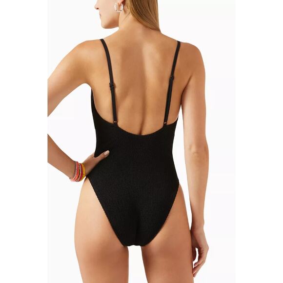 GOOD AMERICAN Always Fits One-Piece Swimsuit XXS XS Black Crinkle Rib Knit NWT - Picture 2 of 9